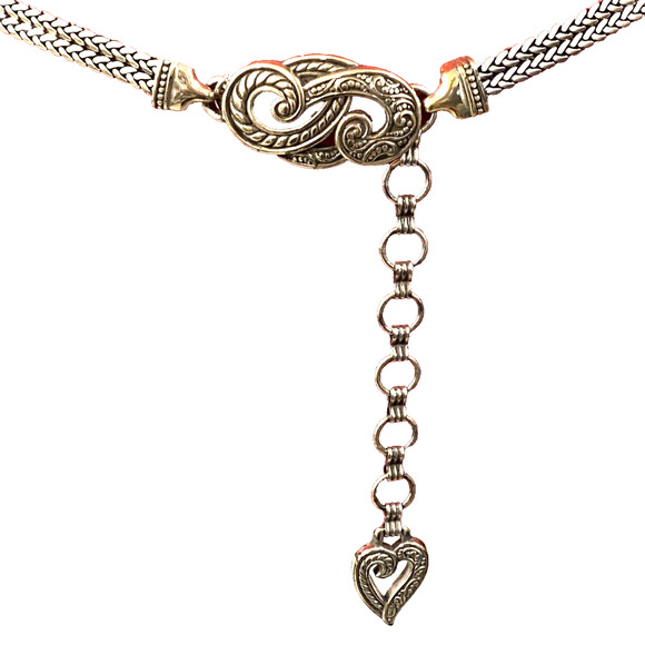 Brighton Silvertone Chain Belt Double Rope Textured Heart Tassel Size M Designer - Picture 3 of 12